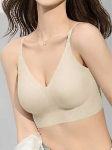 1/2/3/4/5Pcs Women's Push-Up Bra - High Support Wireless Comfort Fit With Removable Pads, Seamless Invisible Design & Adjustable Back Strap, Solid Color For Everyday & Special Occasions, Strapless Push Up Bra, Occasion Lingerie, Sleek Lingerie, Comfortable Fit, Flexible Material - 杏色 - 查看 8
