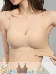 1/2/3/4/5Pcs Women's Push-Up Bra - High Support Wireless Comfort Fit With Removable Pads, Seamless Invisible Design & Adjustable Back Strap, Solid Color For Everyday & Special Occasions, Strapless Push Up Bra, Occasion Lingerie, Sleek Lingerie, Comfortable Fit, Flexible Material - 多色-1 - 查看 1
