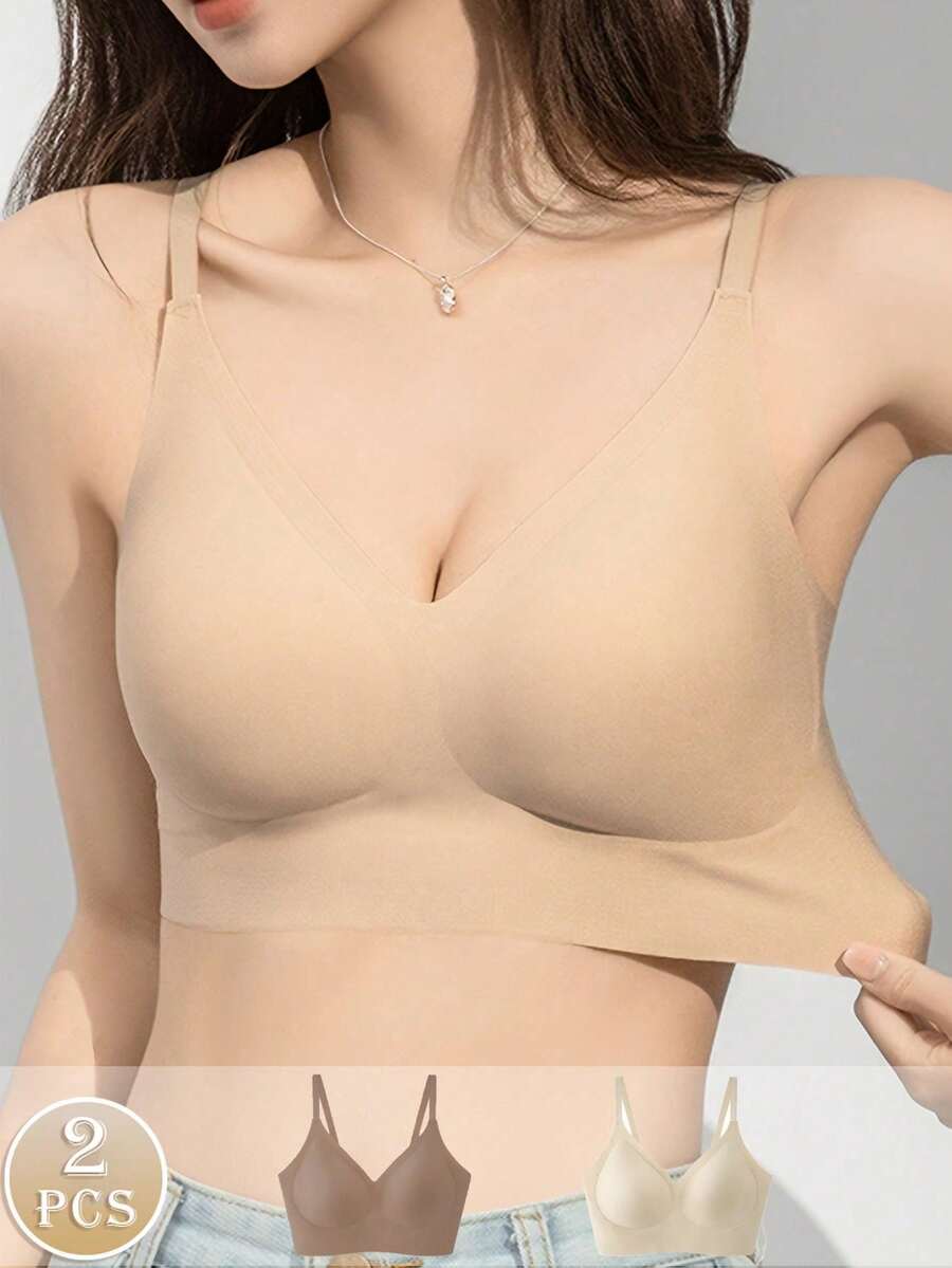 1/2/3/4/5Pcs Women's Push-Up Bra - High Support Wireless Comfort Fit With Removable Pads, Seamless Invisible Design & Adjustable Back Strap, Solid Color For Everyday & Special Occasions, Strapless Push Up Bra, Occasion Lingerie, Sleek Lingerie, Comfortable Fit, Flexible Material - 多色-1 - 查看 1