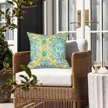 Outdoor/Indoor Throw Pillows, 18x18 Square Pillows With Inserts Bed, Couch, Sofa & Patio Furniture (Set Of 2, Monstera Blue), Decorative Pillows - 錦緞綠 - 查看 8
