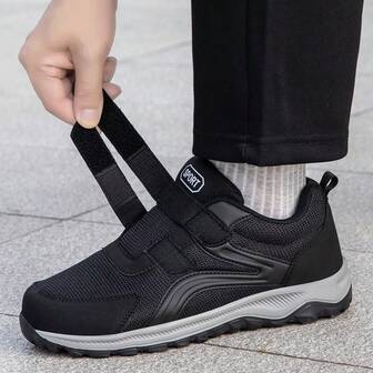 Men's Fashion Casual Sports Shoes With Dual Straps, Adjustable Mesh Breathable Round Toe Shoes Suitable For Diabetes, Swollen Feet, Casual & Outdoor Sports, All Seasons