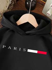 男童字母印花保暖连帽卫衣