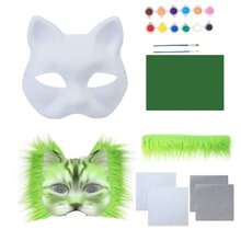 1Set Halloween DIY Animal-Themed Party Mask Making Set- Blank Cat & Fox Half-Face Masks With Colorful Felt Sheet, Mesh Grids, And Accessories For Painting & Decoration - Ideal For Parties, Festivals, Costume Balls, And Performances - Multicolor - View 15