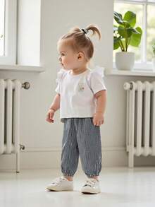 Newborn Toddler Gingham Checkered Pants Baby Girl Boy Jogger Harem Pants Infant Kids Plaid Trousers Summer Fall Bottoms - 黑色 - 查看 5