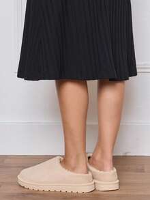 Casual Thermal Lined Slippers, Versatile For Winter - Beige - View 6