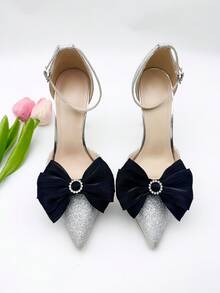 2pcs Detachable Chiffon Bow Shoe Clips, Decorative Accessories For High Heels, Sandals