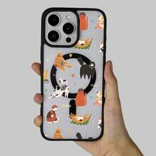 Katze-Muster Handyhülle mit magnetischer Ladefunktion kompatibel für iPhone 17, 16, 15, 14, 13, 12 und 11 Pro Modelle schockproof, fingerabdruckresistent, rutschfest und kratzfest leicht zu transportieren mit starker magnetischer Haftung das perfekte Geschenk für Familie, Freunde, Kinder, Freund oder Freundin ideal für Geburtstage, Weihnachten, Ostern, Valentinstag und andere Feiertage