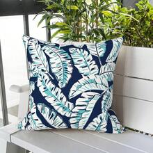 Outdoor/Indoor Throw Pillows, 18x18 Square Pillows With Inserts Bed, Couch, Sofa & Patio Furniture (Set Of 2, Monstera Blue), Decorative Pillows - 波羅的海棕櫚白 - 查看 7