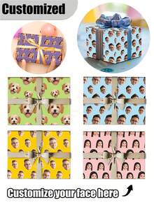 Personalized Fun Photo Wrapping Paper, Customized Face Gift Wrapping Paper, Multiple Colors Available, Birthday Wrapping Paper, Anniversary Wrapping Paper, Your Photo Wrapping Roll,Party Top - Multicolor - View 2