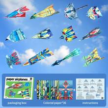 36pcs Colorful DIY Origami Airplane Model Kit, Fun Arts & Crafts For Boys & Girls Aged 5-8 And 9-12, Foldable For Indoor And Outdoor Activities - Multicolor - View 12