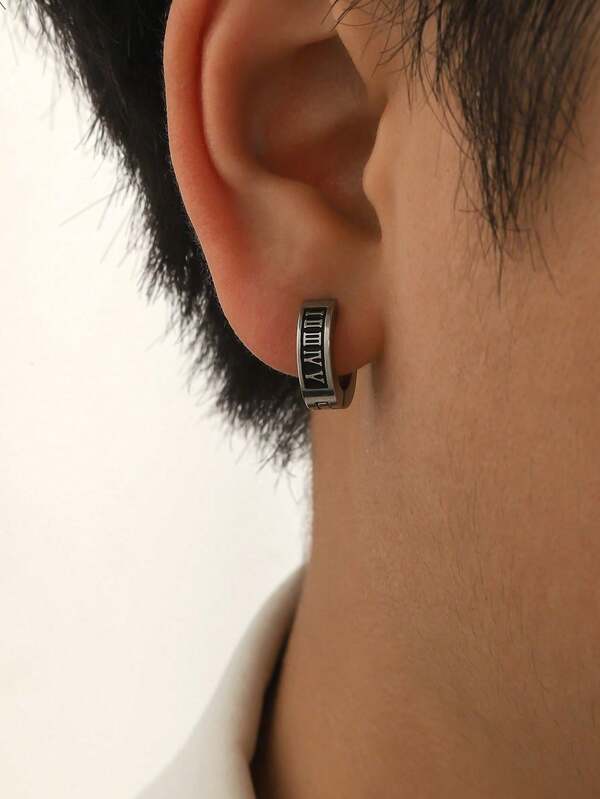 1 Pair Fashionable Stainless Steel Earrings For Men, Suitable For Daily Wear, Christmas Gift