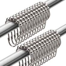 6/12/24-Piece Rust-Proof Stainless Steel Shower Curtain Roller Ball Hooks – Decorative Polished Nickel Bathroom Curtain Hooks For Shower Rods | Bathroom Upgrade Accessories, Fall Decor Renovation Essential Home Bathroom Decor Bathroom Accessories Back To School