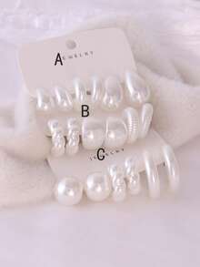 2-6-12-18件/套时尚耳环套装，CCB材质C形环状耳环和水滴耳钉套装，适合女性日常佩戴 - CCB耳飾套裝 - 查看 19