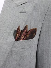 1pc Fashionable & Versatile Men's Plaid Floral Pattern Pocket Square Handkerchief, Suit Accessory Suitable For Party, Banquet And Daily Wear