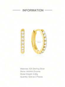 EleRunis 1对925纯银经典立方氧化锆耳环，尺寸5毫米-10毫米，18K镀金迷你耳骨耳环，适合女士日常佩戴 - 金色 - 查看 16