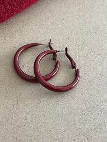 1 Pair Vintage Red Square & Round Dangle Earrings, Suitable For Women To Wear On Vacation, Parties, Dates, Birthdays, Mother's Day Gifts