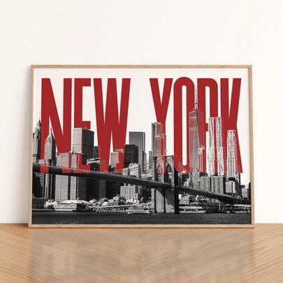 1 tấm áp phích không khung hình đường chân trời New York, tranh in nghệ thuật du lịch hiện đại, tranh trang trí tường đô thị cho phòng khách và văn phòng | Quà tặng phong cách thành phố tối giản, thẩm mỹ đô thị, trang trí phòng