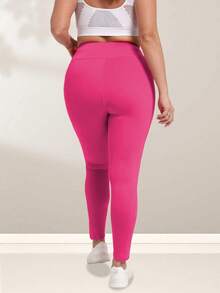 Women's Plus Size Leggings With Pockets-Stretchy XL-5XL Yoga Pants Tummy Control High Waist Workout Leggings Spring Sports Fall - Hot Pink - View 8