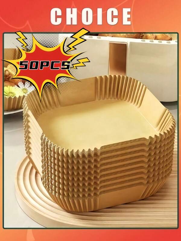 25/50 Disposable Air Fryer Inner Liner Paper, Oil-Proof And Water-Proof, 6-Inch / 8-Inch Air Fryer Basket And Bowl Lining, 50/25 Pieces, OPP Default Packaging, Non-Stick Round Baking Paper, Suitable For Most Air Fryers, Halloween Gifts, Christmas, Kitchen Accessories, Baking, Birthdays, Weddings, Air Fryer Lining.