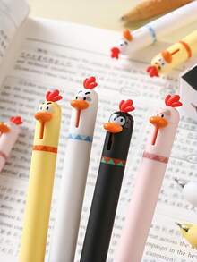 4pcs Cute Chick-Shaped Ball Pen, Neutral Pen 0.5mm,Quick-Drying Black Pen For Study - Multicolor - View 11