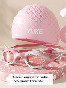 2件套美人鱼图案渐变色硅胶泳镜和泳帽，青少年适用，防雾、防漏、佩戴舒适，男女皆宜，是水上运动的理想之选。 - 彩色 - 查看 8