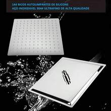 Ducha chuveiro inox quadrado 20X20 /30*30cm Furos de Silicone Com braco 40cm - 30*30cm prata - Visão 7