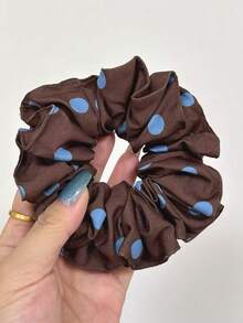 1pc Polka Dot Casual Polyester Hair Scrunchie, Versatile, Coffee Color, Suitable For All Seasons ,Hair Ties ,Scrunchy Hair Ties Ponytail Head Accessories Elastic Band - Multicolor - View 7