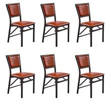 VECELO 4-Pack PU Leather Folding Chairs - Dining Chair,300lb Capacity, Padded Seat, Space Saving Foldable Design,Brown - 棕色 - 查看 9