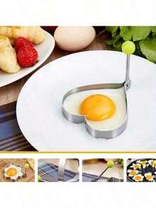 1 modèle de poêle en acier inoxydable, moule à œuf en forme de cœur + étoile/acier inoxydable, poêle, outil de broyage d'œuf frit et d'œuf dur, moule à œuf frit en forme de cœur, anneau de poêle, outil de broyage d'œuf frit et d'œuf dur disponible