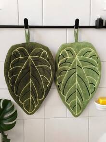1pc/3pcs Creative Leaf Design Hand Towel, Hanging Style For Kitchen, Bathroom, Room Decor, Absorbent & Easy To Clean, Personalized Towel Dish Cloths Kitchen Towel - Multicolor - View 17