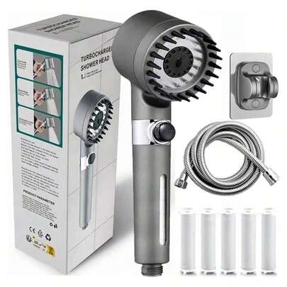 Filtered Shower Head With Handheld, High Pressure Water Flow And Multiple Spray Modes Shower Head With Filter, Power Wash For Hard Water, Showerhead With ON/OFF Switch For Bath