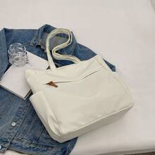 حقيبة يد نسائية من النايلون، حقيبة كبيرة السعة للتنقل، حقيبة يد بسيطة ذات لون أحادي