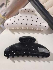 2pcs/Set Minimalist Elegant Vintage Half Circle Hair Claw, Warm Beige And Pink Marble Pattern, Sweet For Tea Party Decoration Claw Clips Hair Clips Hair Jaw Clip Hair Clamps Hair Clutch Hair Catcher Clip, School Stuff, College Fall Winter Hair Accessories For Women For Vacation Outfits Woman - 多色 13 - 查看 3