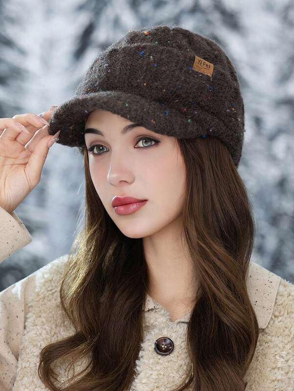 1 szt. Damska czapka baseballowa w jednolitym kolorze, uniwersalna, dzianinowa czapka beanie do użytku na zewnątrz jesienią/zimą, modna i o minimalistycznym designie, odpowiednia do codziennego noszenia