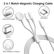 1条三合一多功能充电线，带无线充电板，配备Type-C和Lightning接口，兼容 Ultra2/SE/10/9/8/7系列，兼容 16/15/14 Pro Max/14 Pro/14/13 Pro Max/13 Pro/13/12/11/XS/X/XS Max系列 - 白色 - 查看 4