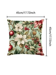 1pc Christmas Floral Table Runner, Christmas Decorative Table Runner, Christmas Linen-Like Table Runner, Table Runner, Table Runner, 1pc Table Runner, 4pcs Placemats, 1pc Pillow Cover, 3 Products Available, Seasonal Home Decor For Indoor/Outdoor Winter Party, Christmas Home Decoration, Christmas Room Decor, Christmas Party Supplies - Multicolor - View 7