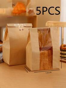 1/5/10 Stücke Toastbeutel Brotpapier Tüte (mit Aufklebern), Halloween, kleine/mittlere/große Papierbrottüte mit Fenster, Backzutaten Verpackungsmaterial, Etikett Siegelaufkleber für Backwaren Verpackung und Lagerung, Haushaltsbedarf - Verschiedenfarbig - Übersicht 16
