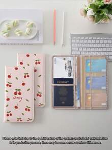 Cherry Bow Car Registration And Insurance Holder, PU Leather Glove Box Organizer,Car Registration And Insurance Holder, Auto Truck Document Wallet Travel Essentials Travel School Back To School School Supplies Holiday Holiday Essentials Vacation Accessories Passport Passport Cover Passport Holder,Ideal Gift For Car, Truck, Motorcycle And Trailer Owners, Also Great As A Christmas, New Year Gift