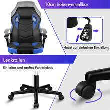 ALFORDSON Racing Desk Chair, Ergonomic Height-Adjustable & Padded 150 Kg Load Capacity Office Chair, Swivel PC Gaming Chair For Home Office, PU Leather And Fabric, Orange - Blue - View 4