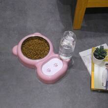 Dog Bowls, Food And Bowl Set With Dispenser And Stainless Steel Bowl Cats And Small Dogs - Light Blue - 粉色 - 查看 8