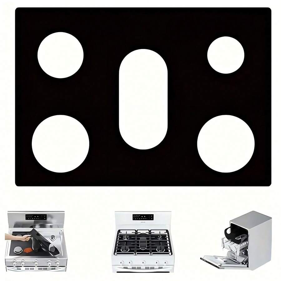 1PC Stove Cover Non Stick Gas Stove Top Protector, Gas Stove Gasket, Reusable Gas Stove Protective Cover, Washable Stove Gasket, Stove Cover, Kitchen Small Tools, Household Kitchen Supplies - 黑色 - 查看 1