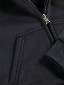 1 Stück Jungen/Teenager Minimalistischer, bequemer und vielseitiger Reißverschluss-Sweatjacke, einfarbig, warm für Frühling, Herbst und Winter