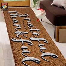 1pc/2pcs Grateful Thankful Pattern Bathroom Anti-Slip Mat, Faux Cashmere Material, Plush Decoration Suitable For Bathrooms, Doorways, Kitchens & Festive Decorations, Machine Washable, Gift Idea - Multicolor - View 5