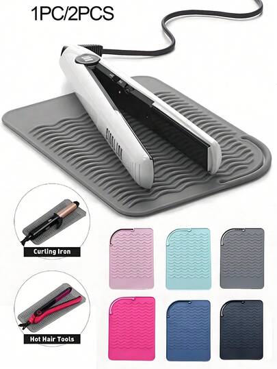 1pc Hot Styling Tool Mat, Universal Size Hair Straightener And Curling Iron Heat-Resistant Mat For Storage And Travel, Hot Styling Tool Mat, Heat Resistant Silicone Hair Styling Mat Storage Heat Insulation Pad For Hair Straighteners, Flat Irons, And Curling Irons, Protect Your Hair Styling Tools With This Non-Slip Silicone Heat Insulation Pad For Restaurant Hotel Commercial