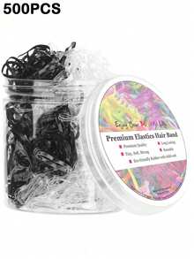 500/1500/3000 chiếc Dây buộc tóc co giãn màu đen trong suốt, dây chun mềm mại dùng cho tóc đuôi ngựa, dây buộc tóc mini bằng nhựa cho bé gái - Nhiều màu - Xem 9