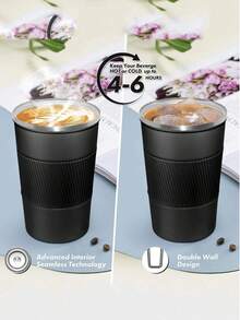 1 Pc Stainless Steel Insulated Travel Mug, Stainless Steel Coffee Cup, Mug, Double Wall Vacuum Water Bottle With Lid, Hot And Cold Dual Purpose Water Bottle, Suitable For Hot And Cold Drinks, Easy To Carry, Suitable For Home, Travel, Outdoor, Coffee, Back To School, Christmas, New Year, Cup, Cup, Insulated Water Bottle