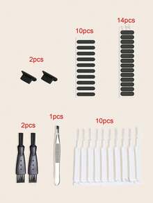 8件套：手机充电口清洁刷、耳机清洁刷、手机缝隙除尘刷、手机防尘网、防尘塞，兼容苹果手机 - 黑與白 - 查看 3