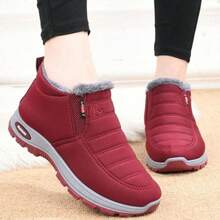 Women's Warm Fleece-Lined Winter Ankle Boots Slip-On Casual Shoes
