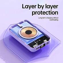 WINSWAY WANSWAY Bracket Convenient Magnetic Power Bank 10000mAh, 22.5W Super Fast Charging, Screen Digital Display, Built-In Dual Wire Type C And USB Interface Wired And Wireless Two In One, Can Charge 5 Devices At The Same Time, Suitable For Digital Electronic Devices Such Android Phones. - Black - View 7