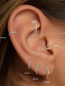 EleRunis 1pc 925 Sterling Silver Hypoallergenic Classic Double-Layer Cubic Zirconia 6/8/10mm Hoop Earrings, 18K Gold Plated Mini Cartilage Earrings, Suitable For Women's Daily Wear